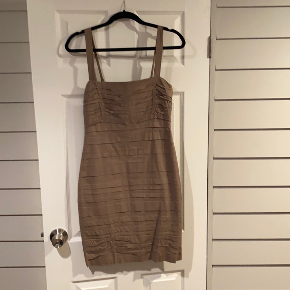 BCBG nude bodycon dress